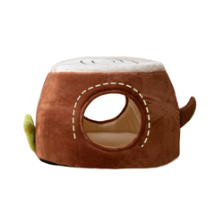 NNEDSZ S Convertible Tree Stump Cat Bed - Foldable, Dual-Use, Four-Season Pet Nest with Double Doors-3