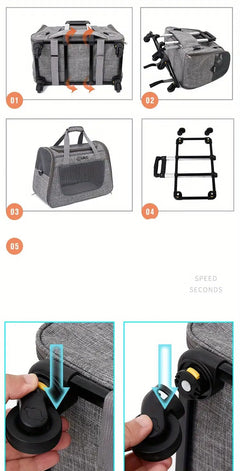 2-in-1 Cat Carrier with Wheels and Handle-2