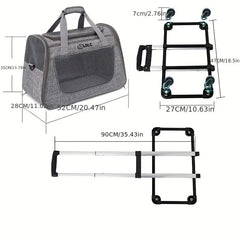 2-in-1 Cat Carrier with Wheels and Handle-1